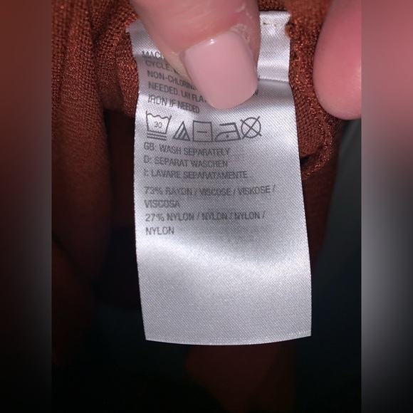 Belle by Kim Gravel Feather Knit Tunic with Side Slits rust color XL new - Picture 6 of 8